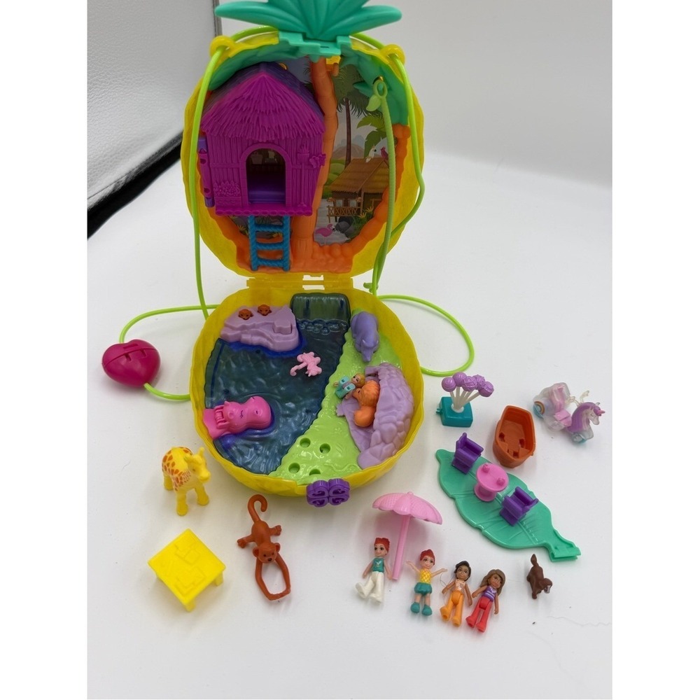 Polly Pocket Tropical Playset with Pineapple Hut & Mini Dolls